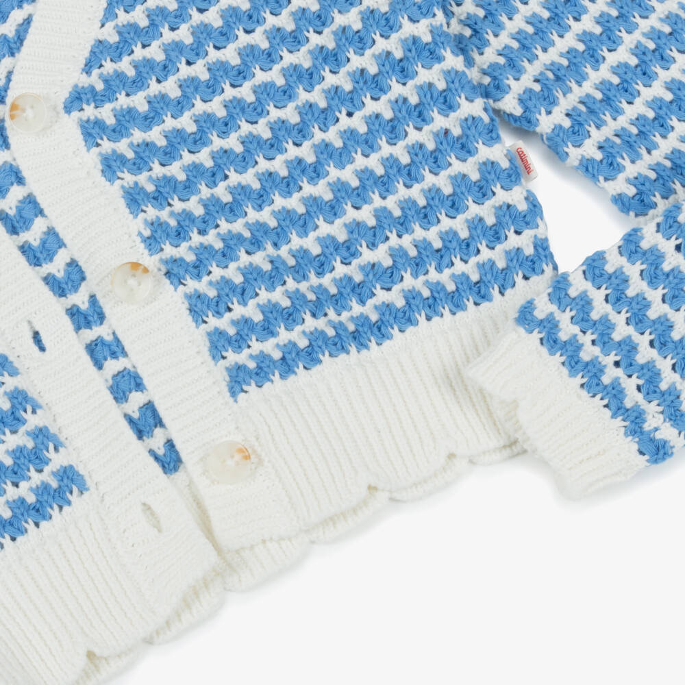 Catimini-كارديغان محبوك للفتيات باللون الأزرق والعاجي | Childrensalon Outlet