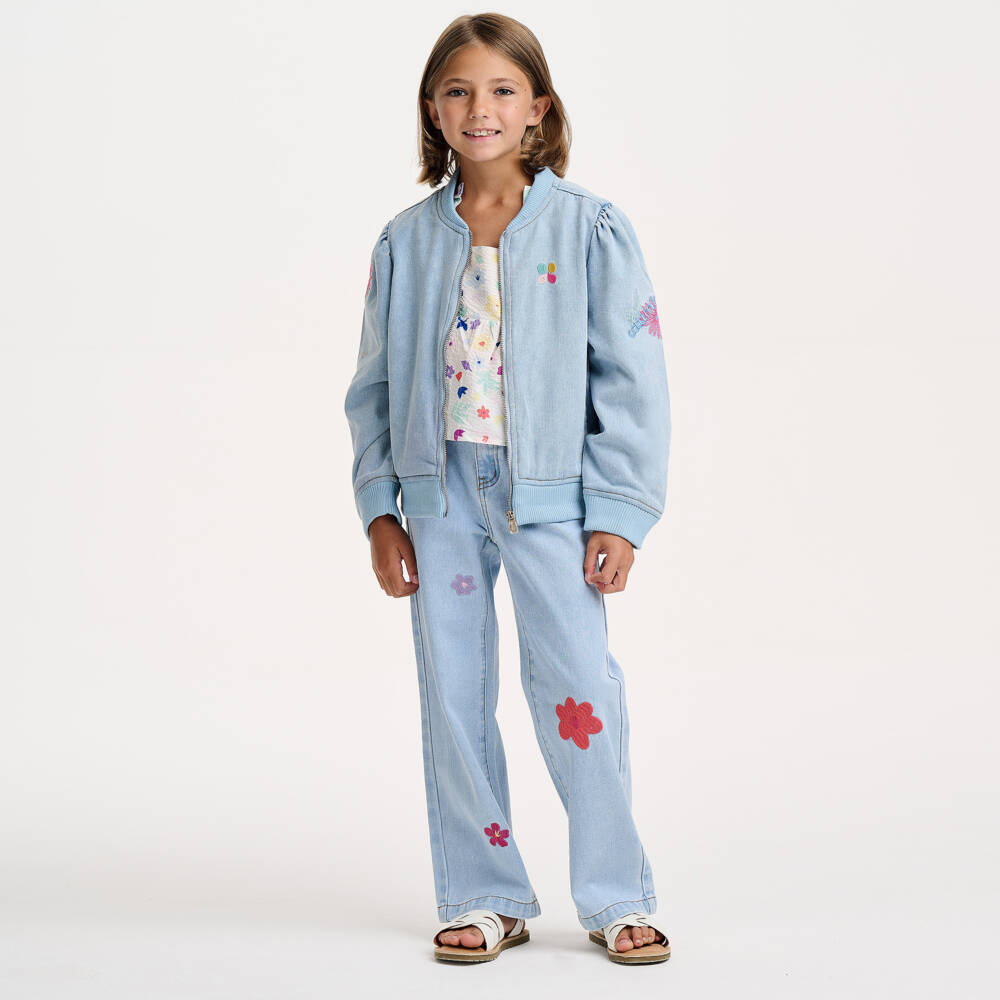 Catimini-Girls Light Blue Wide-Leg Trousers | Childrensalon Outlet