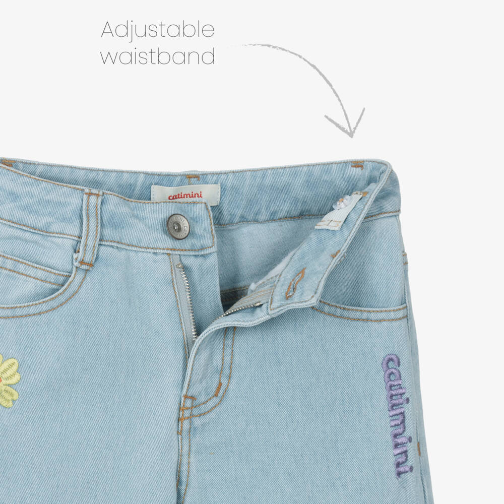 Catimini-Girls Light Blue Wide-Leg Trousers | Childrensalon Outlet