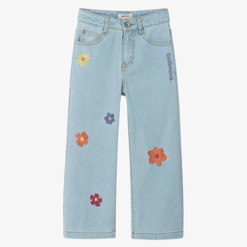 Catimini-Girls Light Blue Wide-Leg Trousers | Childrensalon Outlet