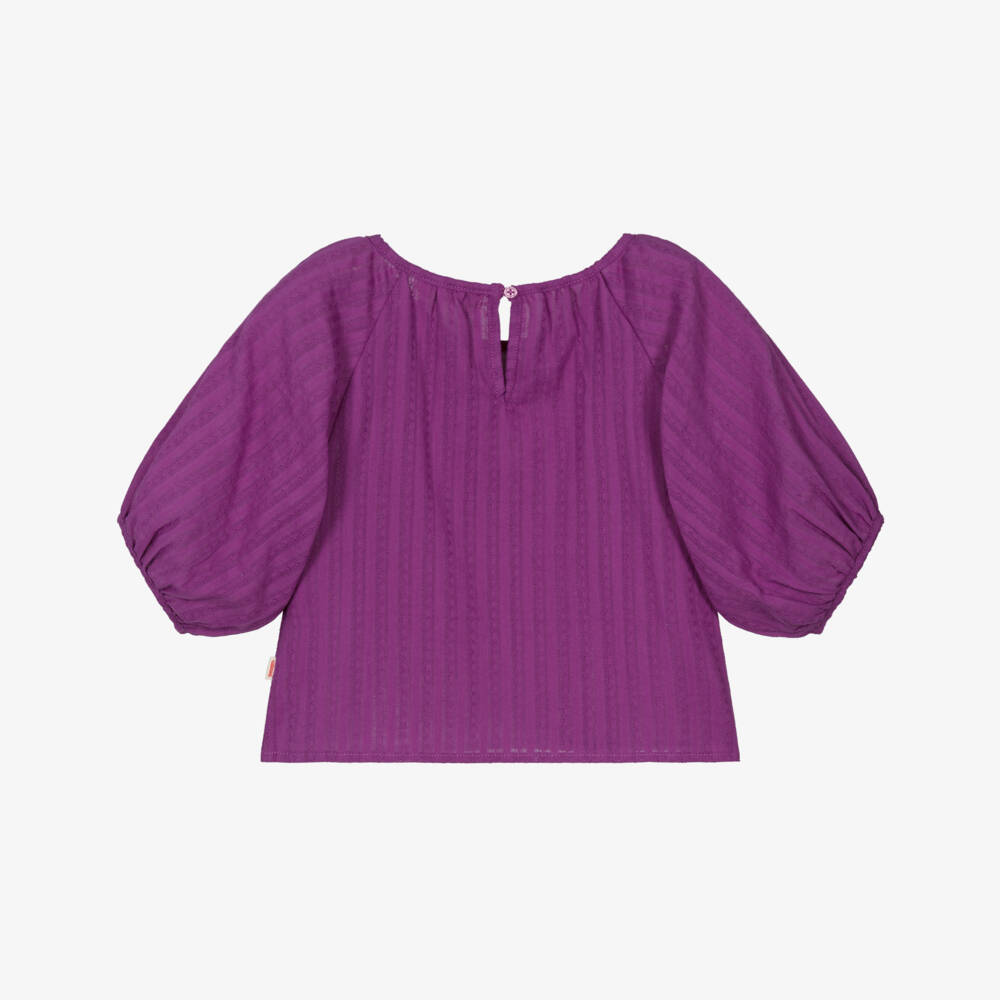 Catimini-Girls Lilac Cotton Puffy Sleeve Top | Childrensalon Outlet