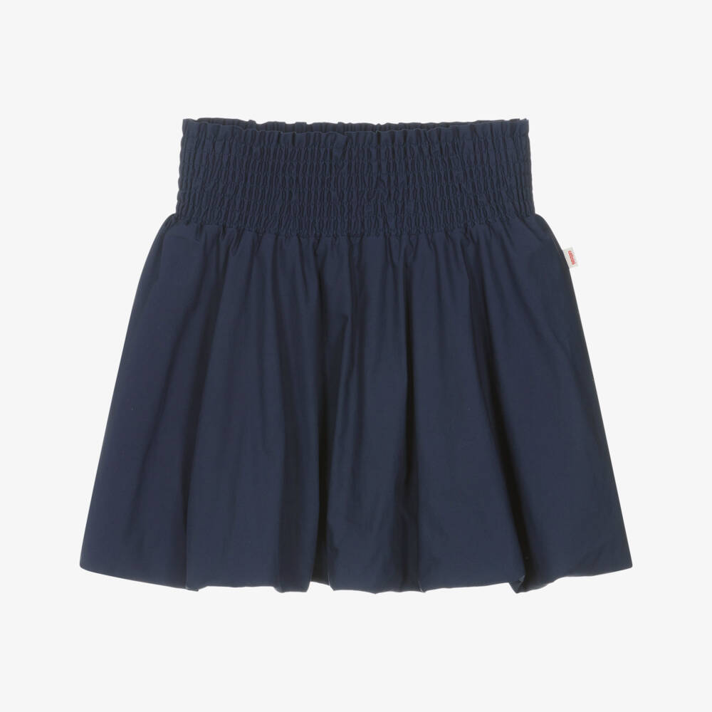 Catimini-Girls Navy Blue Cotton Bubble Hem Skirt | Childrensalon Outlet