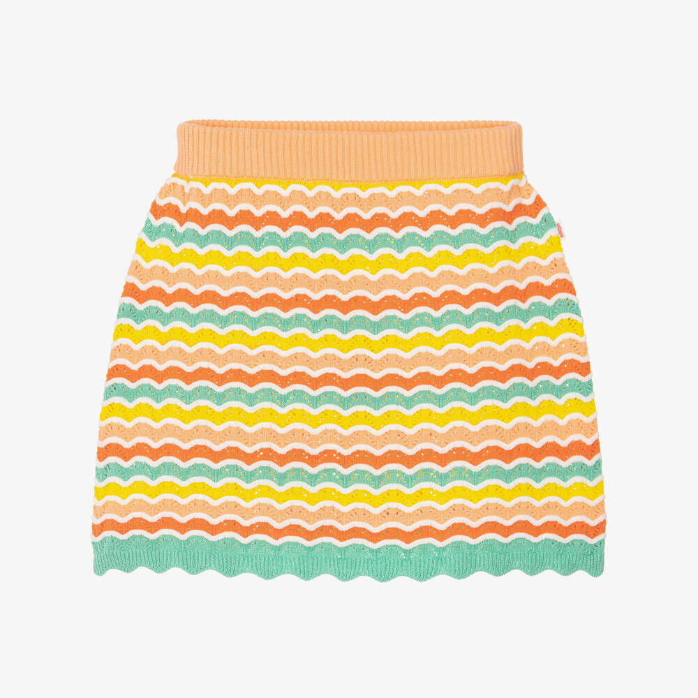 Catimini-Girls Orange Cotton Wavy Knit Skirt | Childrensalon Outlet