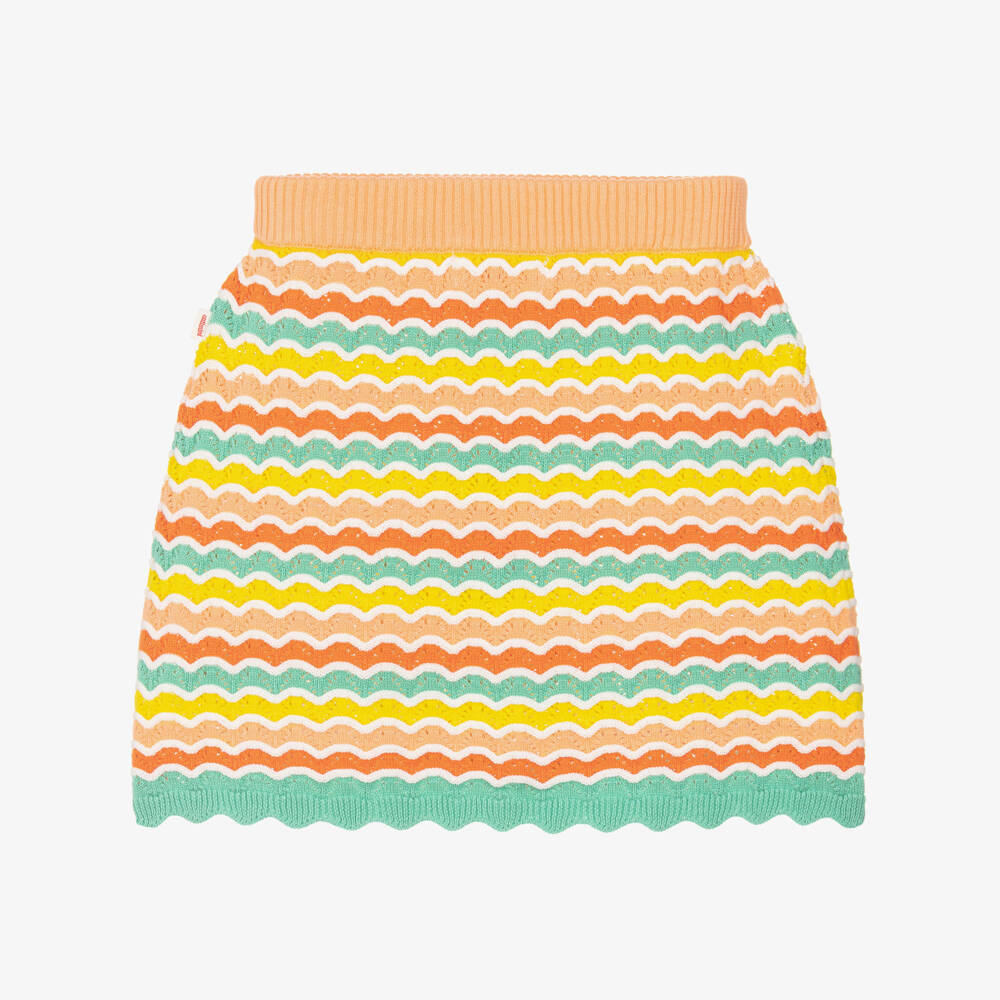 Catimini-Girls Orange Cotton Wavy Knit Skirt | Childrensalon Outlet