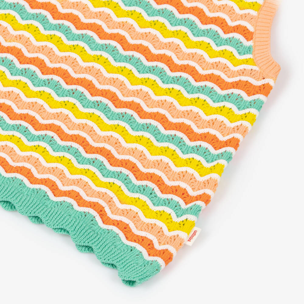 Catimini-Girls Orange Cotton Wavy Knit Vest Top | Childrensalon Outlet
