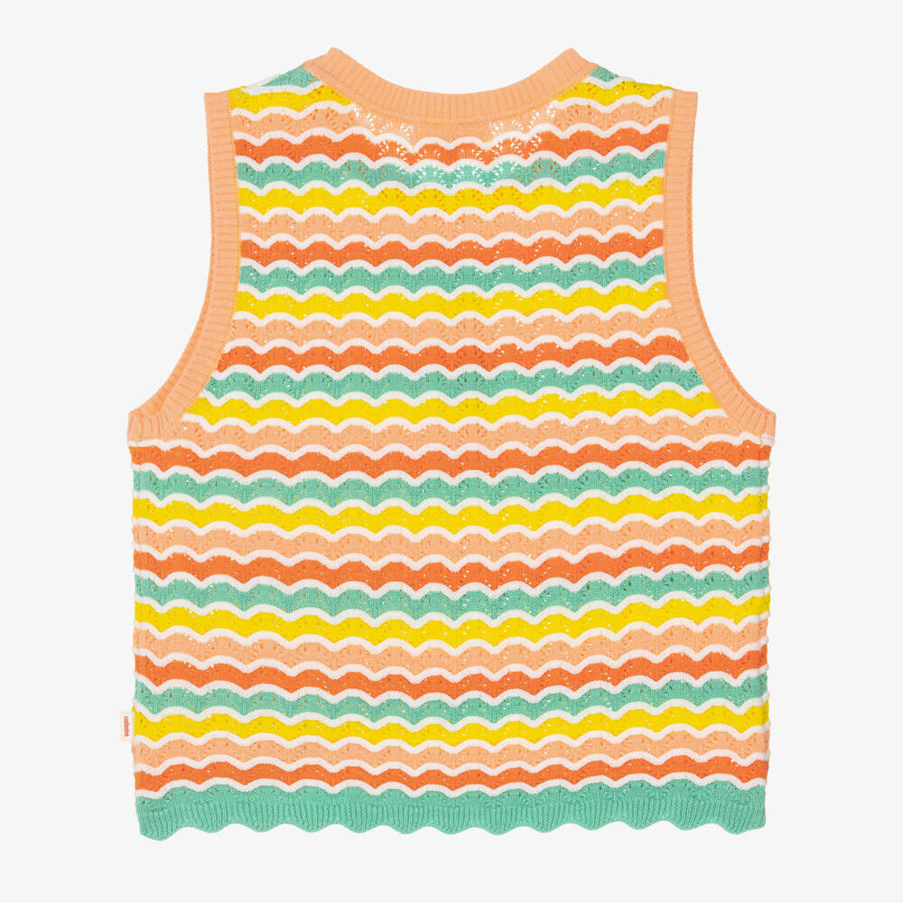 Catimini-Girls Orange Cotton Wavy Knit Vest Top | Childrensalon Outlet