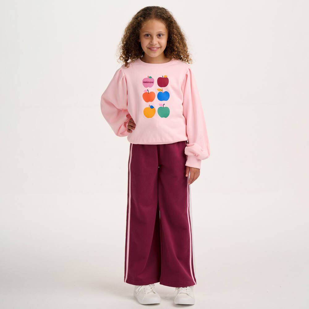 Catimini-Girls Pink Cotton Apple Print Sweatshirt | Childrensalon Outlet