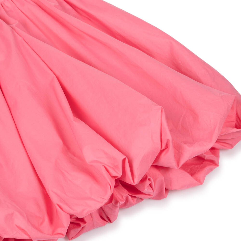 Catimini-Girls Pink Cotton Bubble Hem Dress with Petal Collar | Childrensalon Outlet