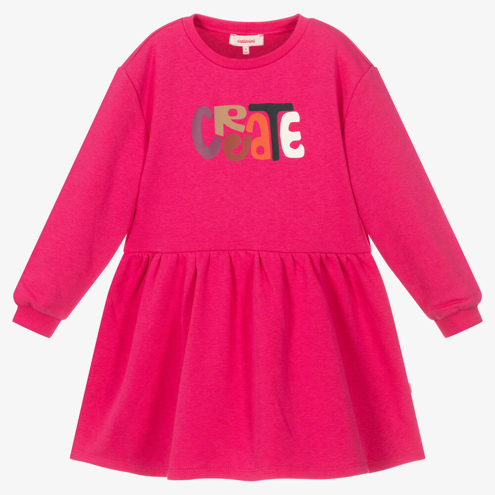 Catimini - Girls Pink Cotton Dress | Childrensalon