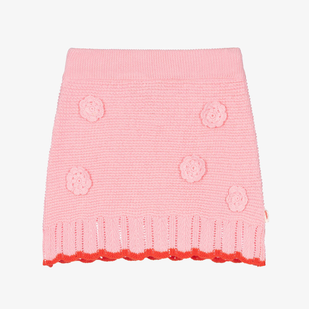 Catimini-Girls Pink Cotton Knit Skirt with Scalloped Hem | Childrensalon Outlet