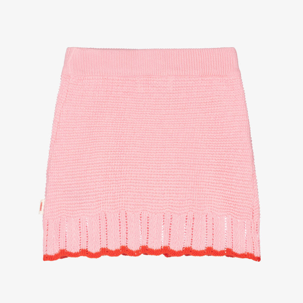 Catimini-Girls Pink Cotton Knit Skirt with Scalloped Hem | Childrensalon Outlet