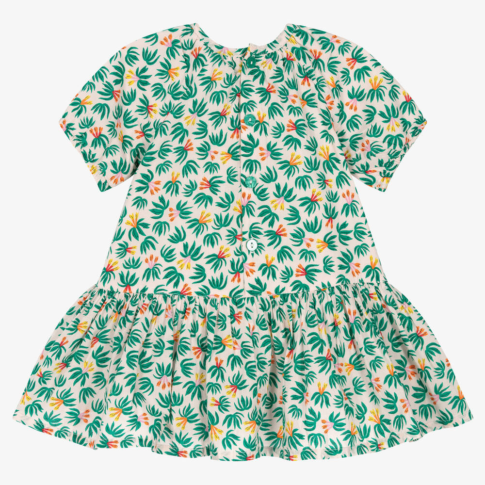 Catimini-Girls Pink & Green Cotton Floral Dress | Childrensalon Outlet