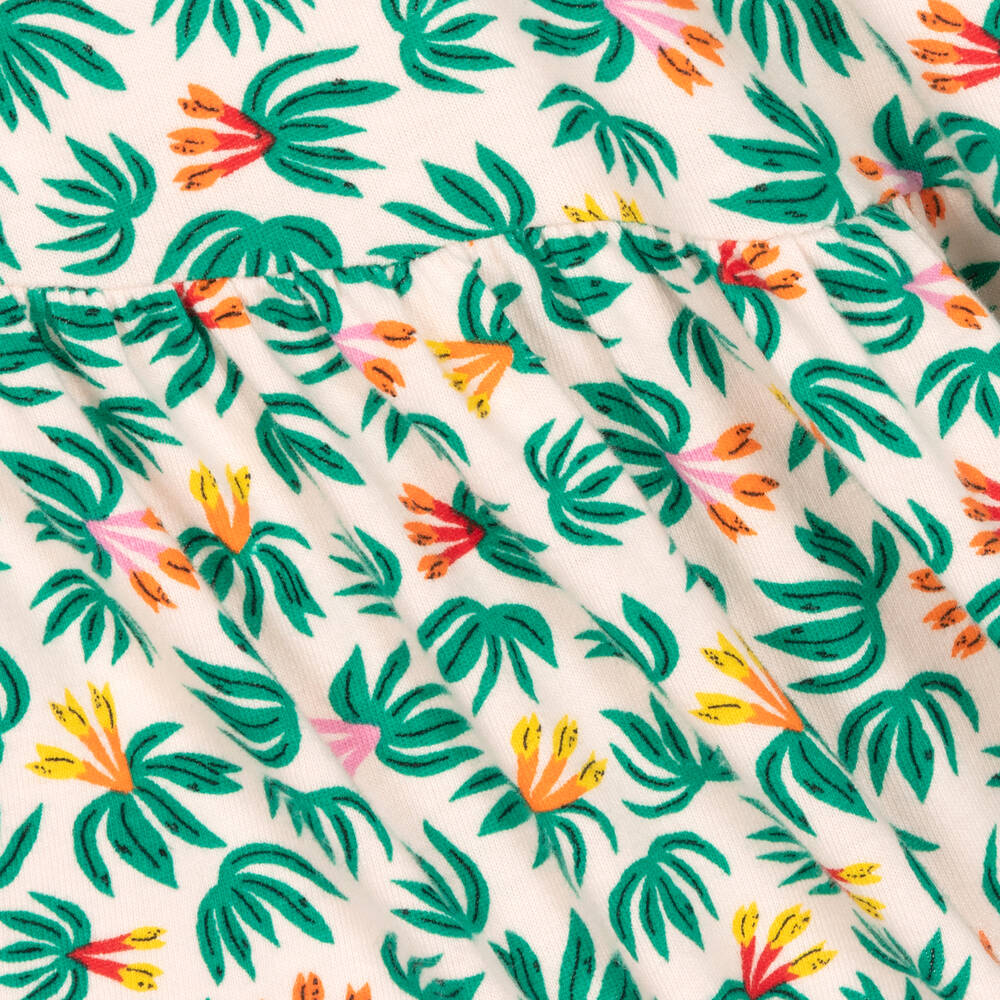 Catimini-Розово-зеленое платье из хлопка в цветочек | Childrensalon Outlet