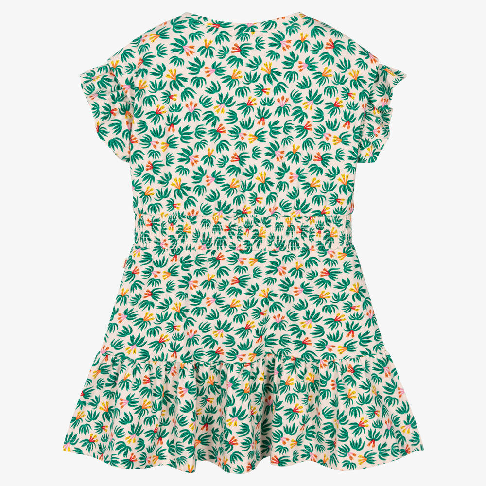 Catimini-Розово-зеленое платье из хлопка в цветочек | Childrensalon Outlet