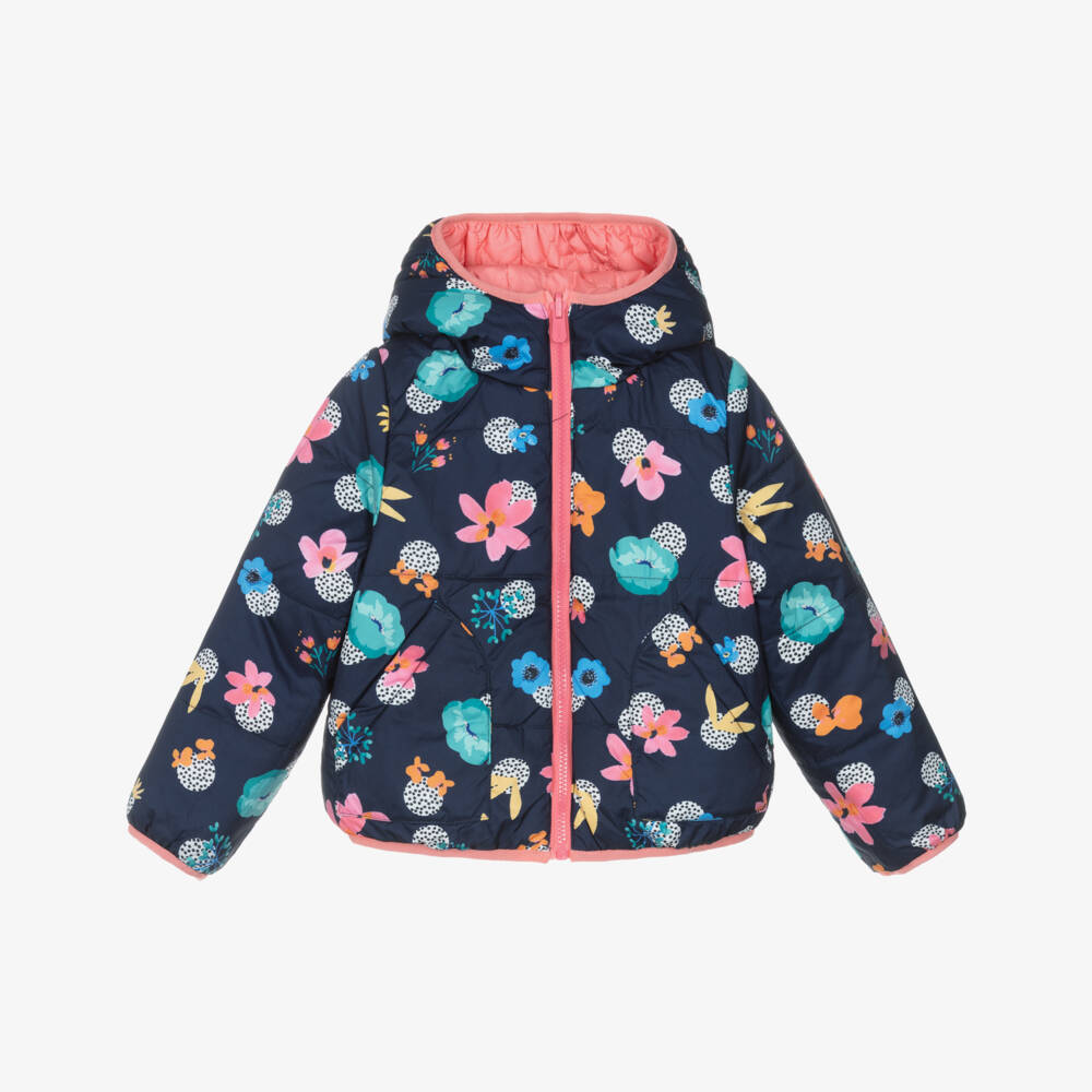 Catimini-Girls Pink & Navy Blue Reversible Jacket | Childrensalon Outlet