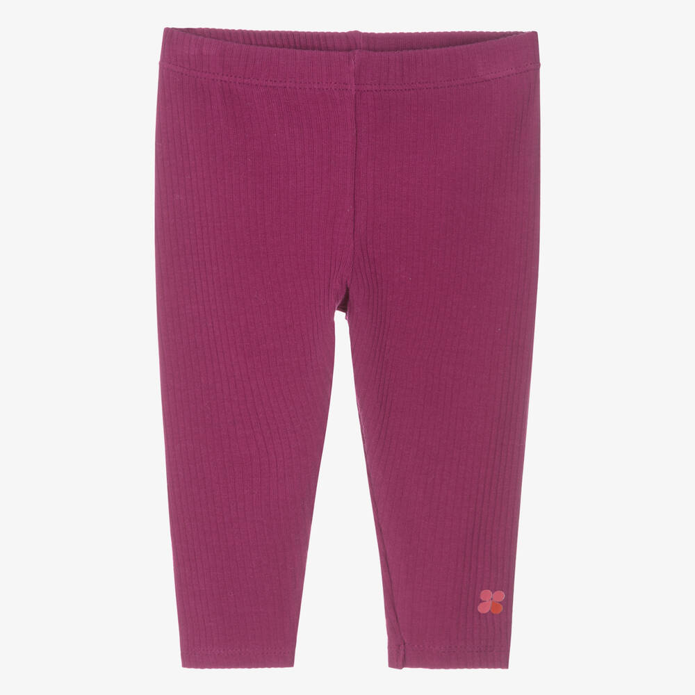 Catimini - Girls Purple Ribbed Leggings | Childrensalon