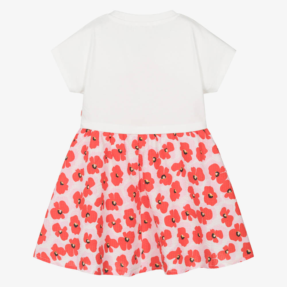 Catimini-فستان قطن فاخر للبنات بلون الخشخاش الزاهي | Childrensalon Outlet