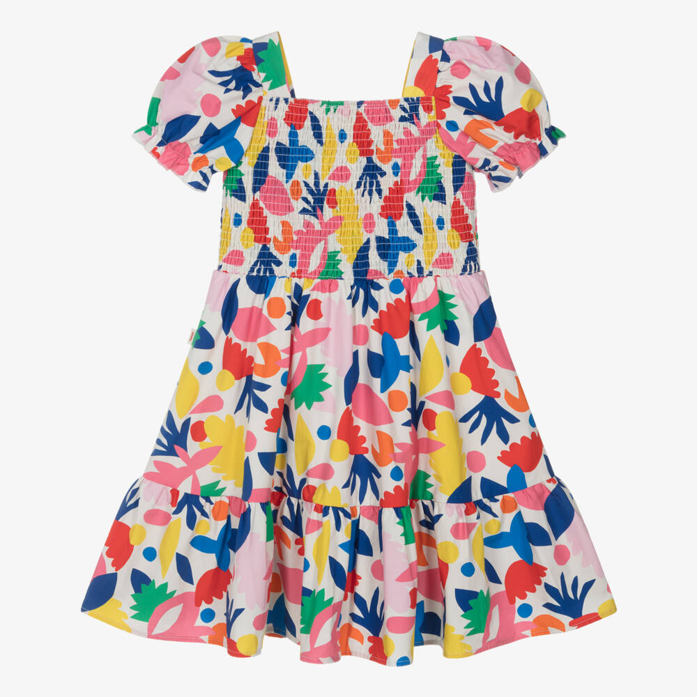 Catimini-Girls Red & Blue Cotton Floral Dress | Childrensalon Outlet