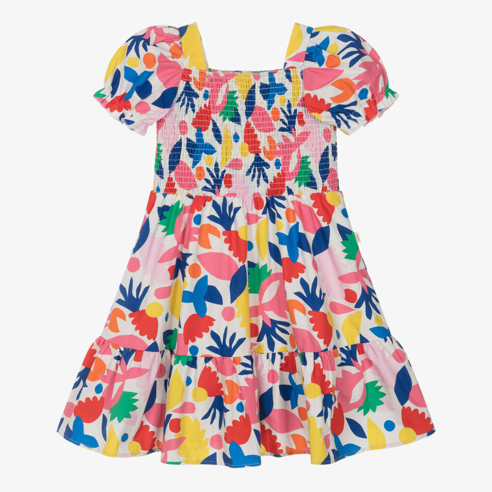 Catimini-Girls Red & Blue Cotton Floral Dress | Childrensalon Outlet