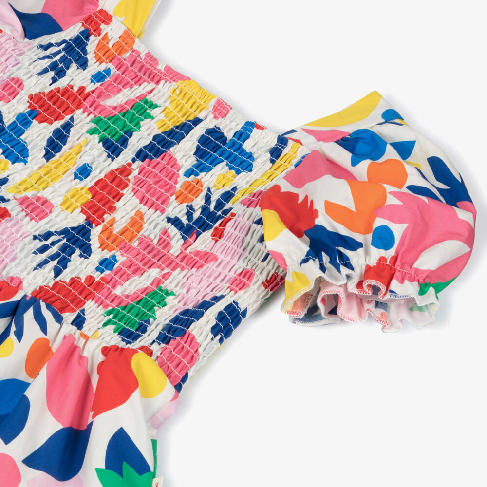 Catimini-Girls Red & Blue Cotton Floral Dress | Childrensalon Outlet