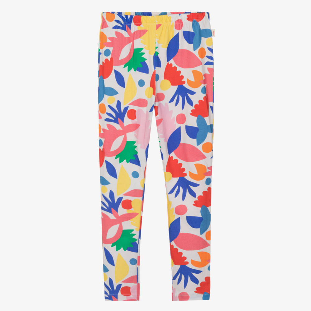 Catimini-Girls Red & Blue Cotton Floral Leggings | Childrensalon Outlet