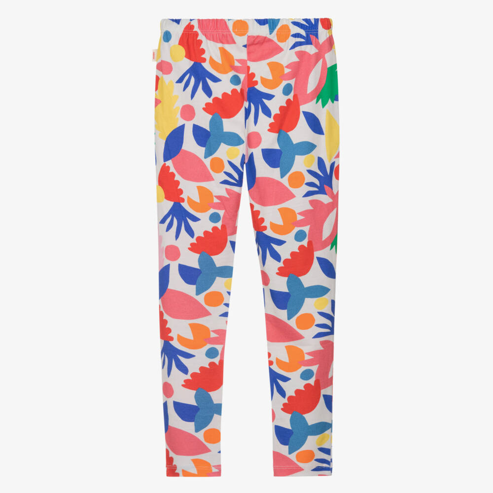 Catimini-Girls Red & Blue Cotton Floral Leggings | Childrensalon Outlet