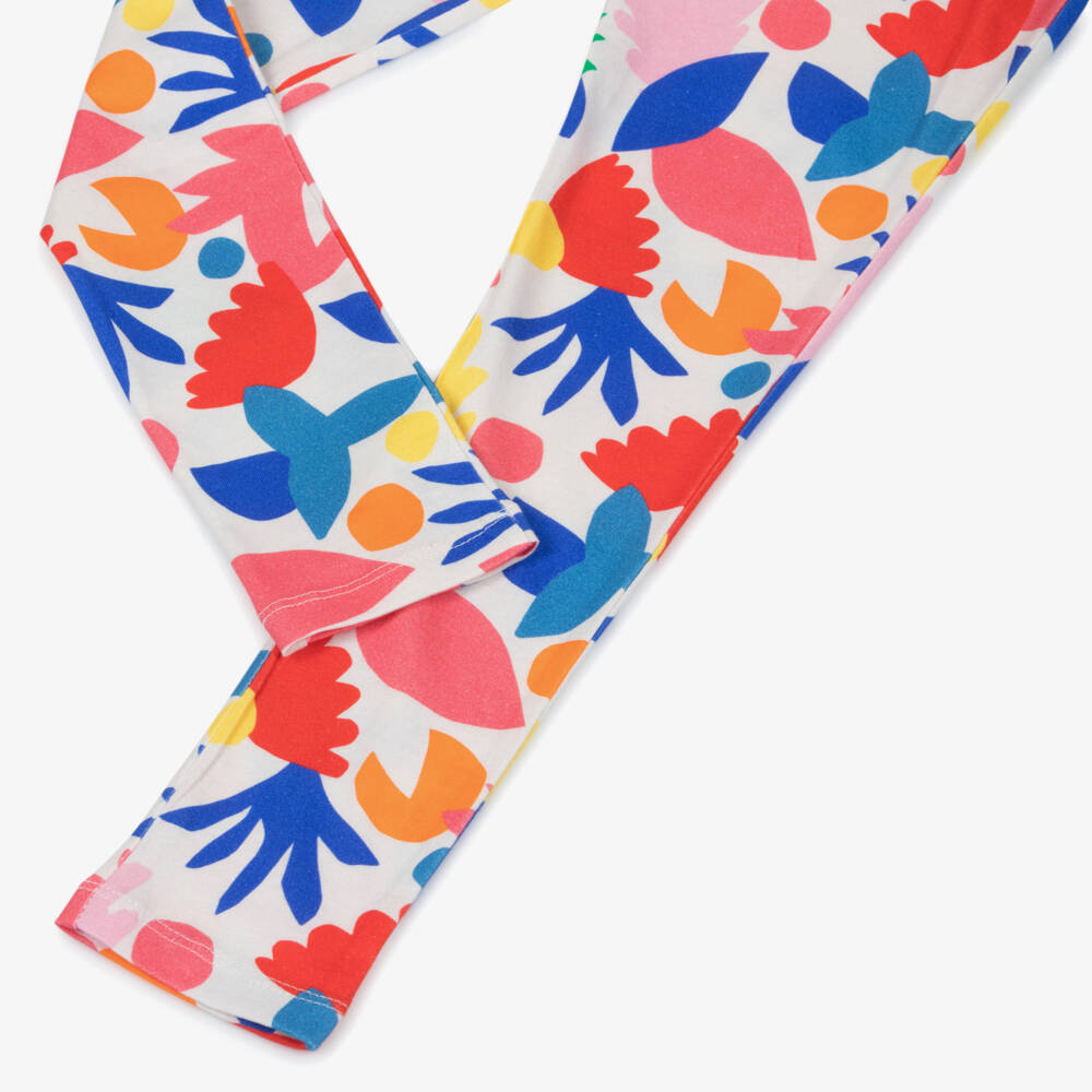 Catimini-Girls Red & Blue Cotton Floral Leggings | Childrensalon Outlet