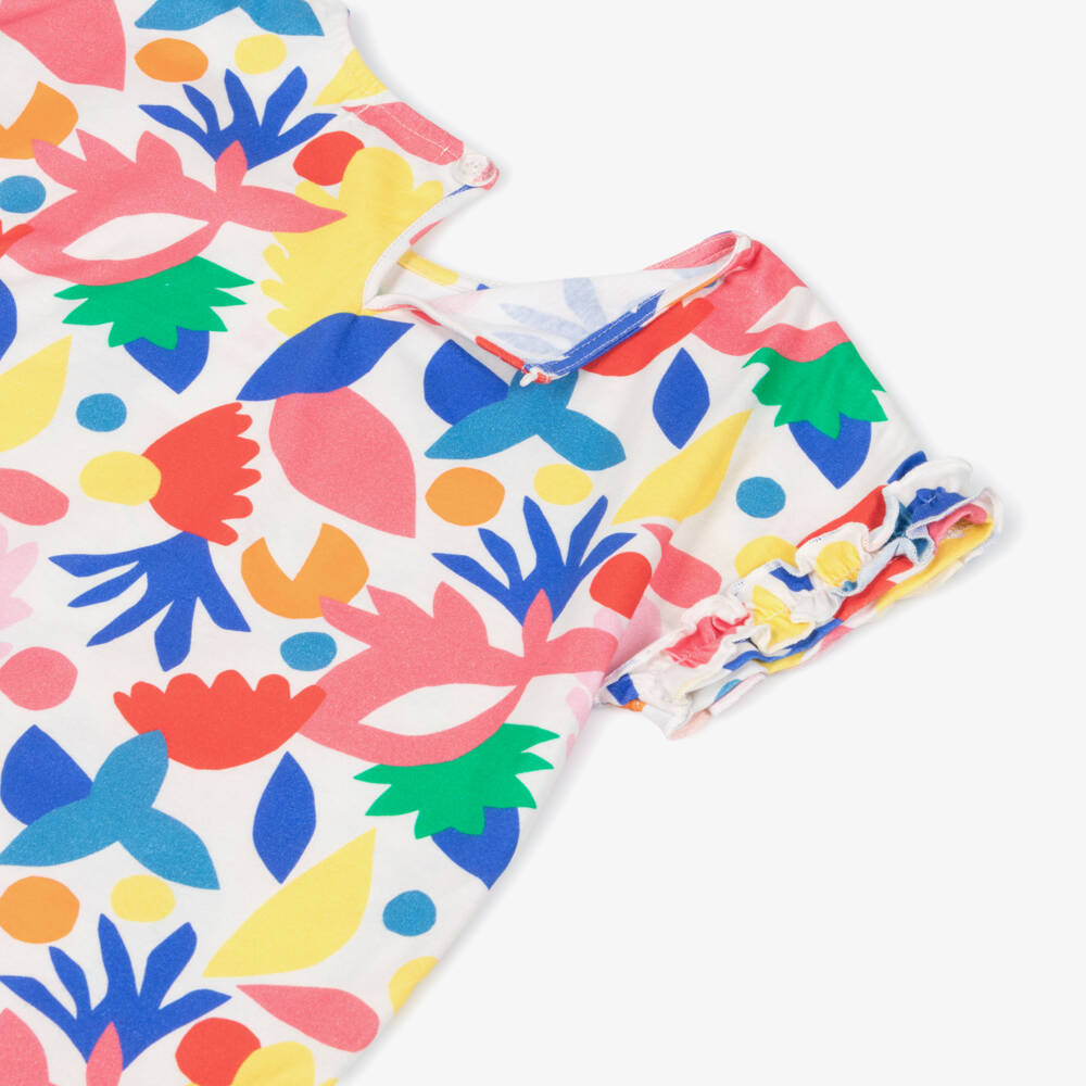 Catimini-Girls Red & Blue Cotton Floral T-Shirt | Childrensalon Outlet