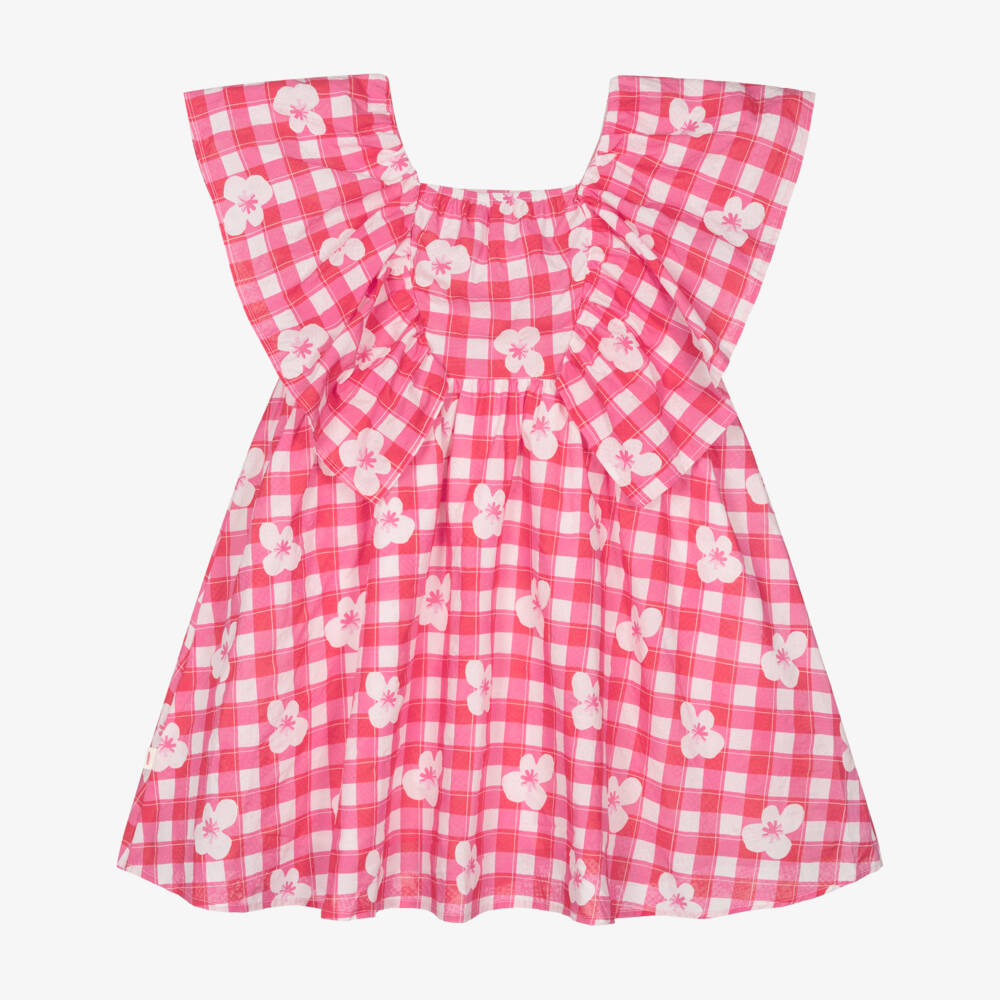 Catimini-Girls Red & Pink Cotton Gingham Dress | Childrensalon Outlet