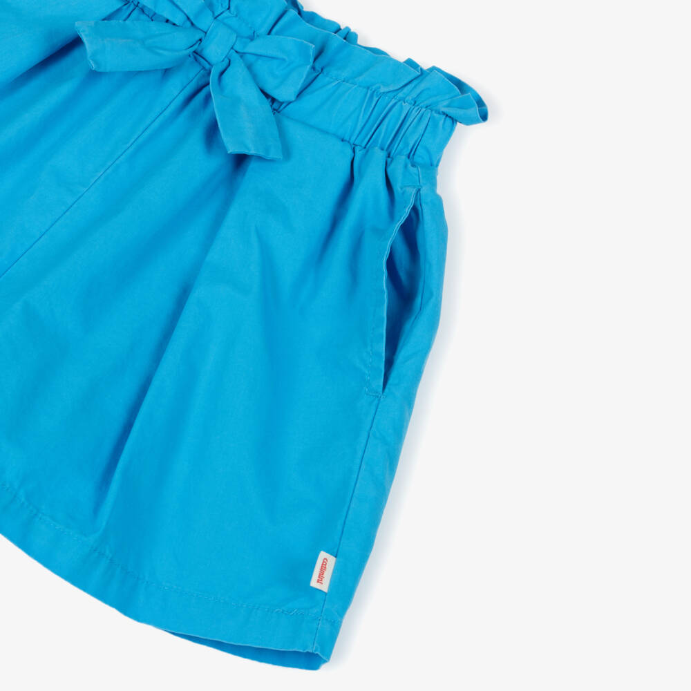 Catimini-Girls Sky-Hued Cotton Poplin Shorts | Childrensalon Outlet