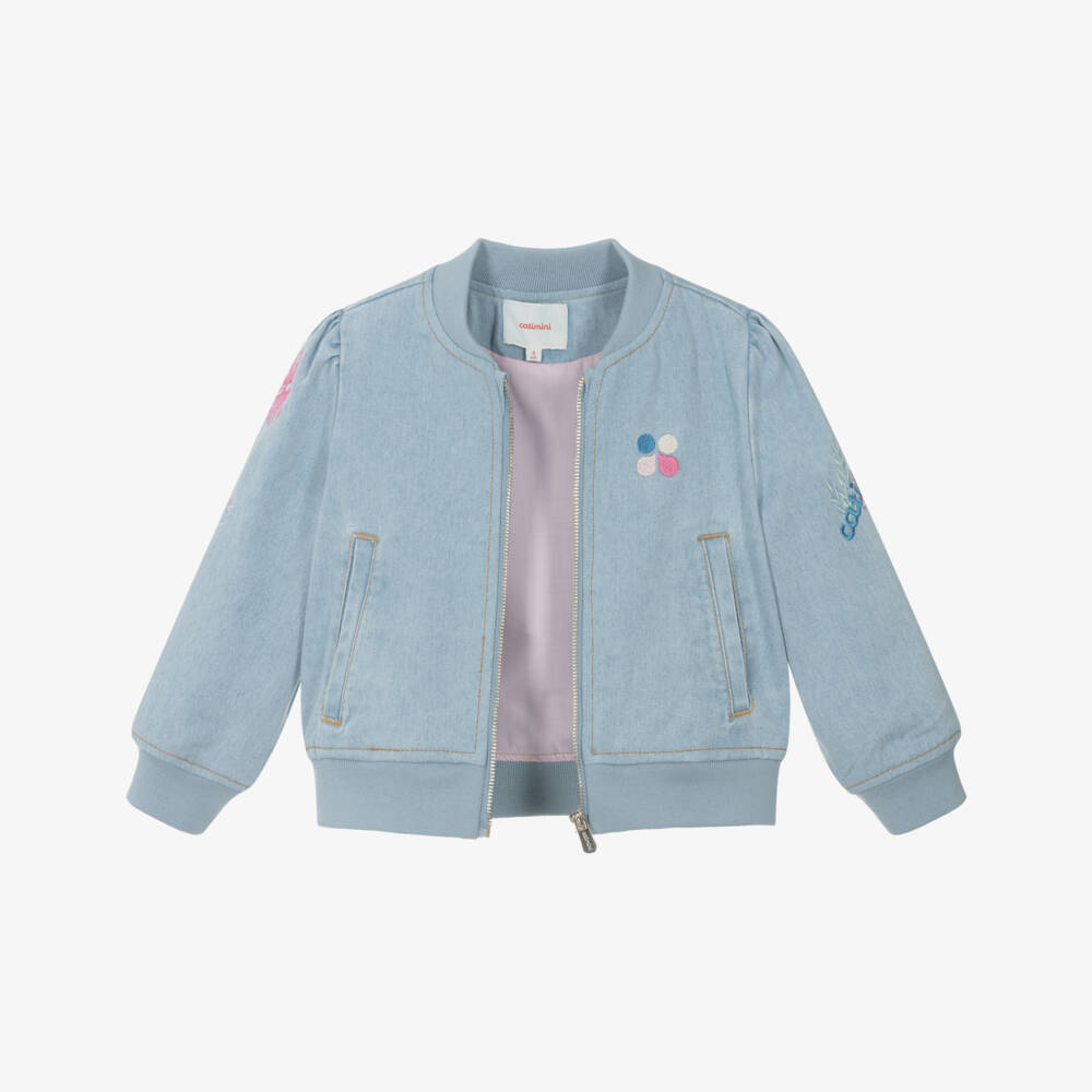 Catimini-Girls Sky-Hued Denim Zip Jacket | Childrensalon Outlet
