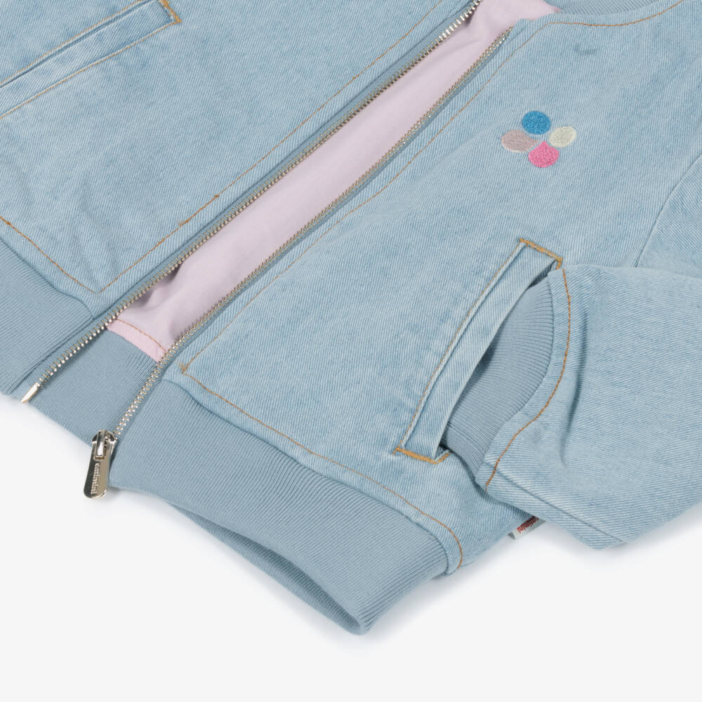 Catimini-Girls Sky-Hued Denim Zip Jacket | Childrensalon Outlet