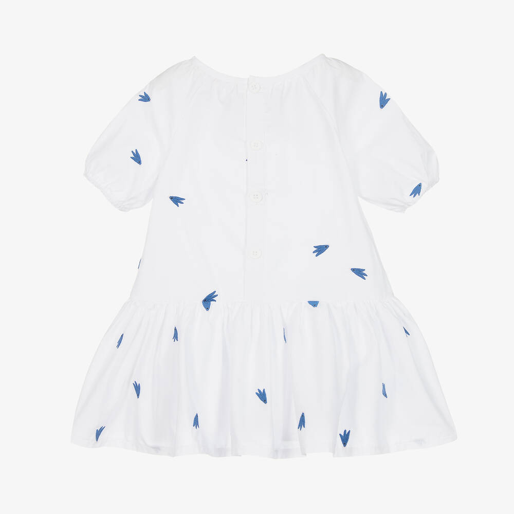 كاتامني-فستان قطن لون أبيض وأزرق | Childrensalon Outlet