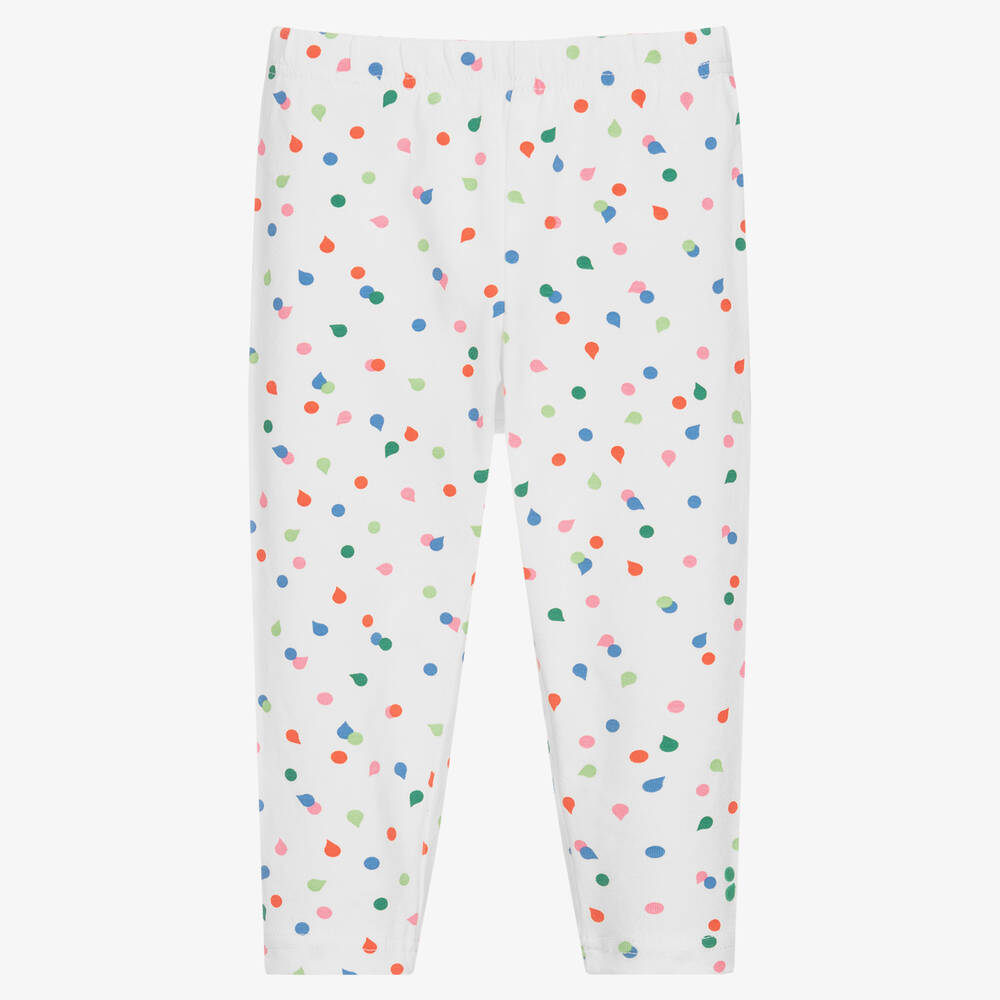 Catimini - Legging blanc en coton à pois fille | Childrensalon