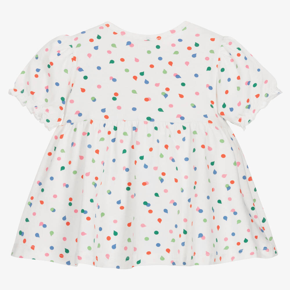 كاتامني-تيشيرت أطفال بناتي قطن جيرسي منقط لون أبيض | Childrensalon Outlet