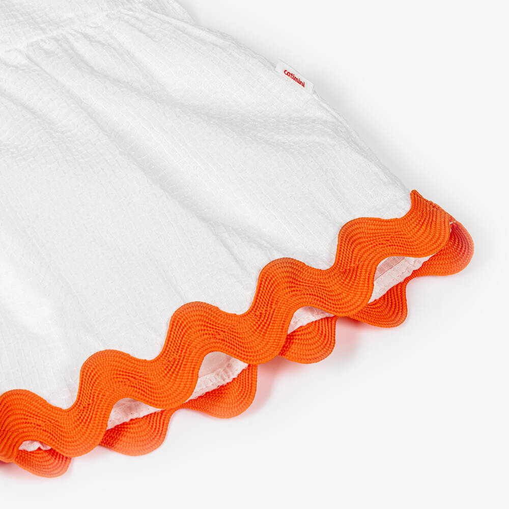 Catimini-Girls White Cotton Sun Dress with Ric Rac Trims | Childrensalon Outlet
