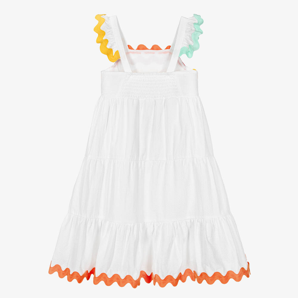 Catimini-Girls White Cotton Sun Dress with Ric Rac Trims | Childrensalon Outlet