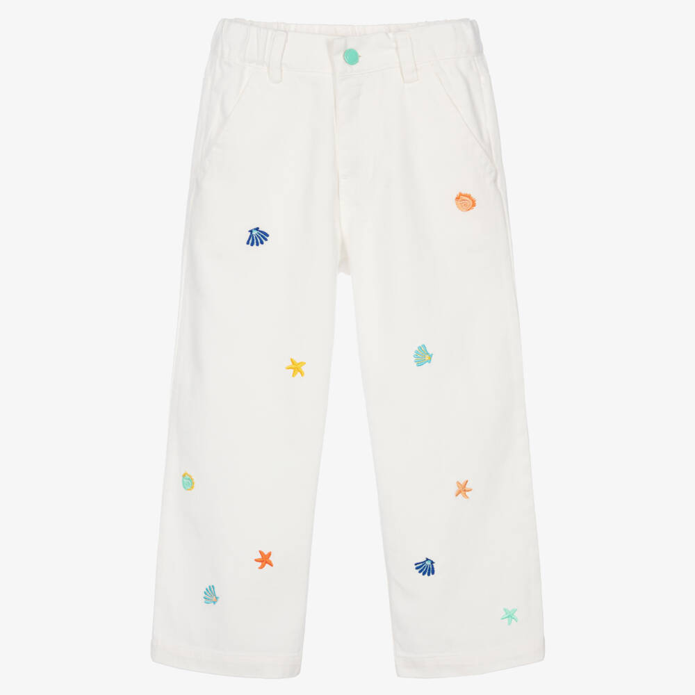 Catimini-Girls White Denim Wide-Leg Jeans | Childrensalon Outlet