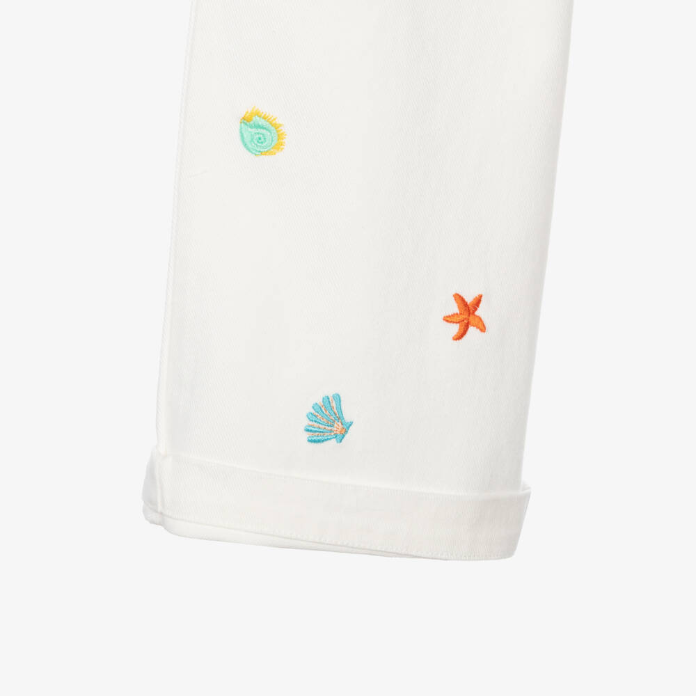 Catimini-Girls White Denim Wide-Leg Jeans | Childrensalon Outlet