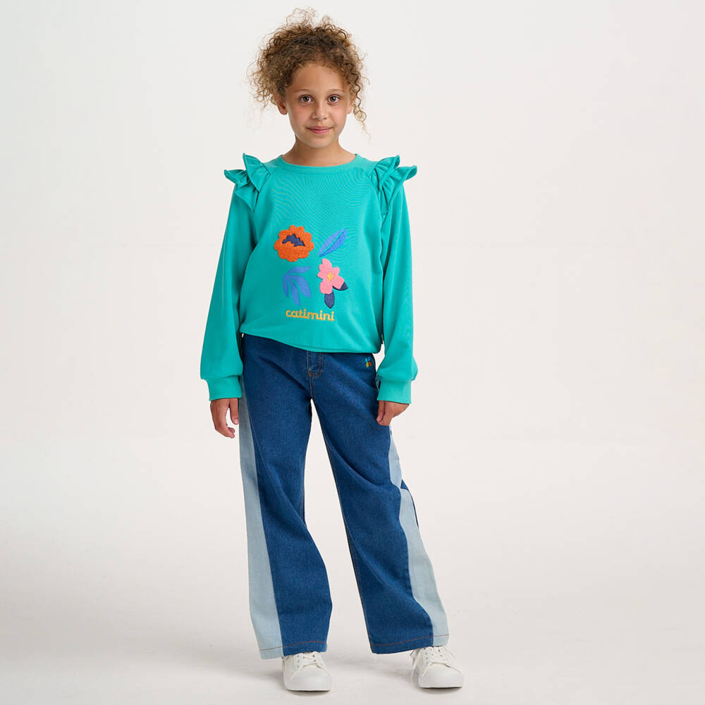 Catimini-Green Ruffle Trim Sweater | Childrensalon Outlet