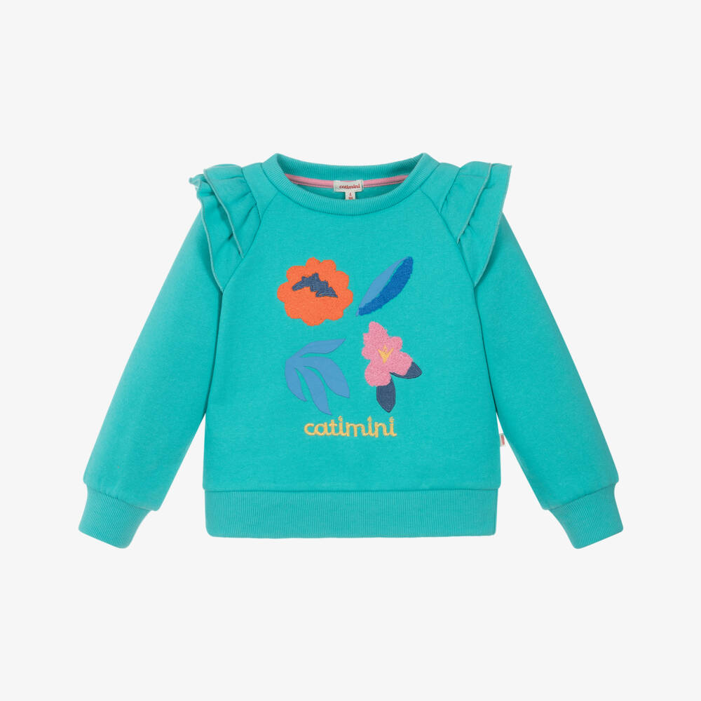 Catimini-Green Ruffle Trim Sweater | Childrensalon Outlet