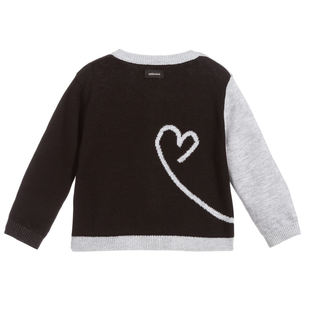 Catimini-Grey & Black Cat Cardigan | Childrensalon Outlet