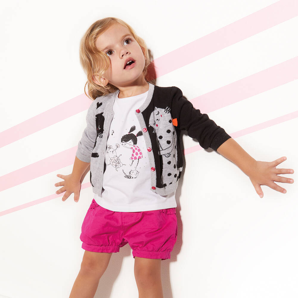 Catimini-Grey & Black Cat Cardigan | Childrensalon Outlet