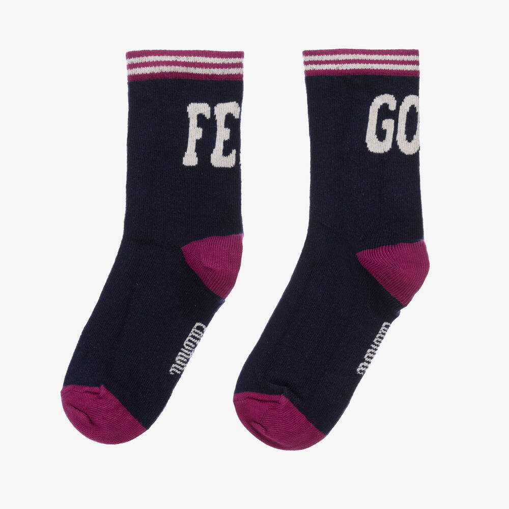 Catimini-Navy Blue Feel Good Logo Socks | Childrensalon Outlet
