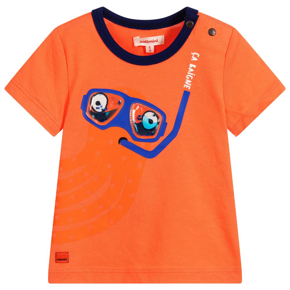 Catimini - Orange Cotton Mask T-Shirt | Childrensalon