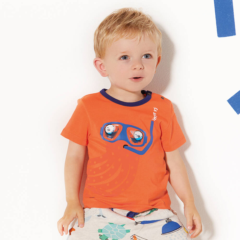 Catimini-Orange Cotton Mask T-Shirt | Childrensalon Outlet