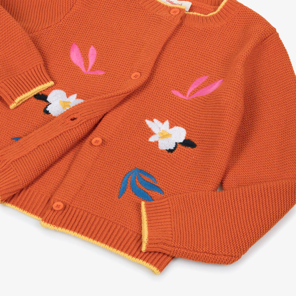 Catimini-Orange Knitted Cardigan | Childrensalon Outlet