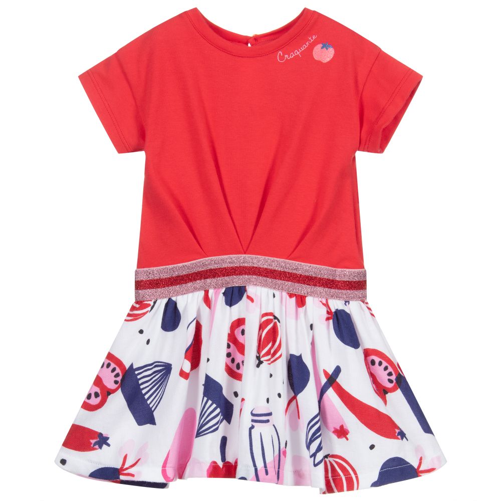 Catimini - Red Cotton Dress | Childrensalon