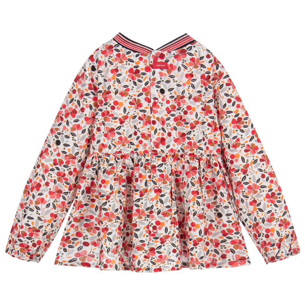 Red and white floral blouse clearance