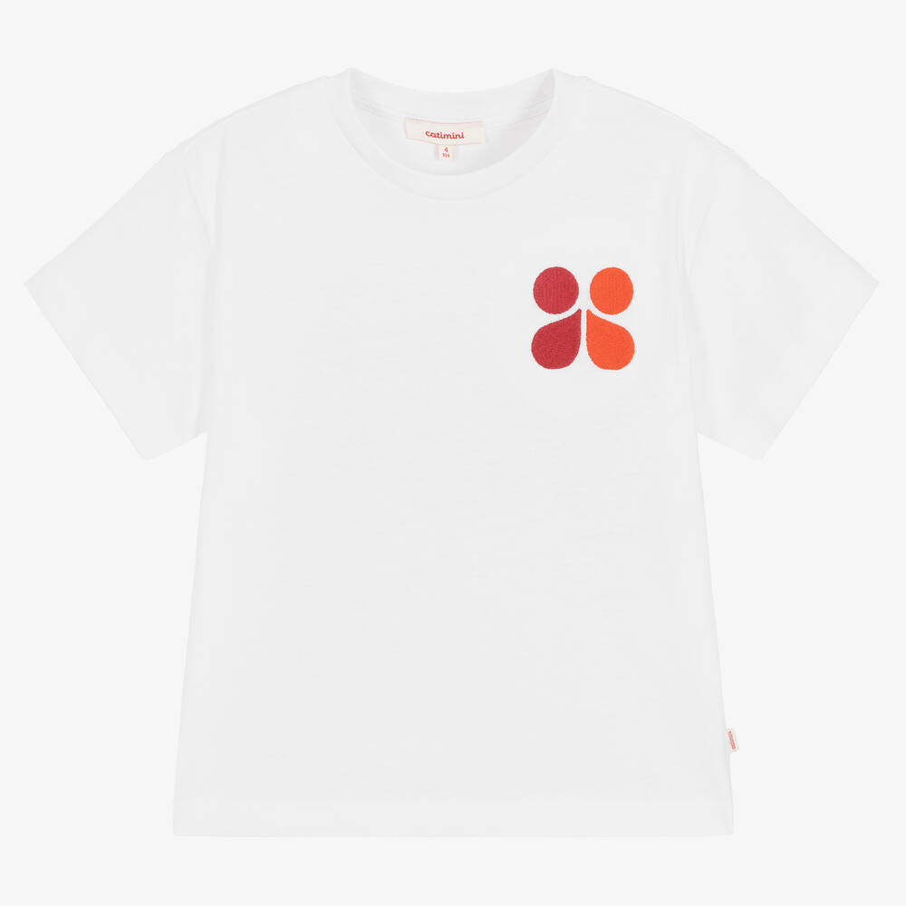 Catimini - White Cotton Logo T-Shirt  | Childrensalon
